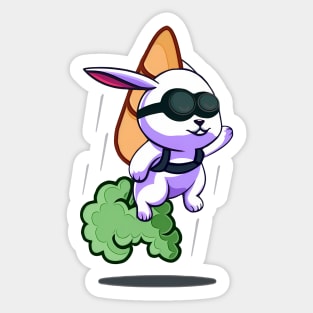 Flying Rabbit with Carrot Rocket Sticker
